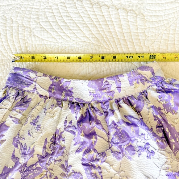 Buru Teagan Lavender Ruffle Tiered Brocade Midi Statement Dopamine Skirt Size S - Picture 14 of 15